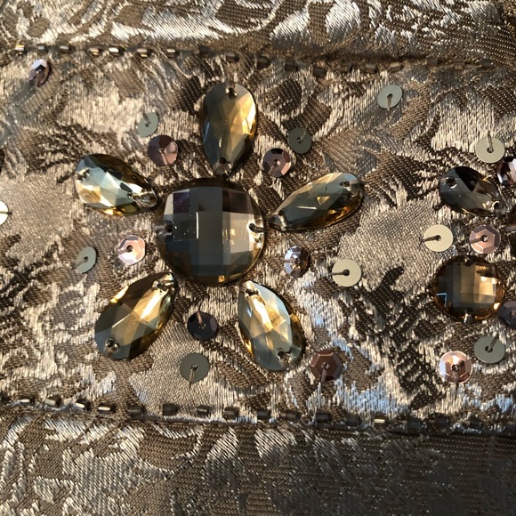 Beautiful NWT brocade jacket and gold layered dress with jeweled waist. Size 8. - Picture 8 of 15